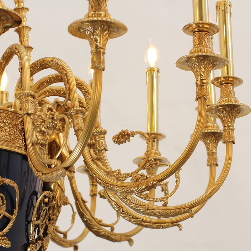 40X51 Inch 15 Lights Baroque Style Cast Copper Angles Antique French Empire Brass Chandelier-铜灯-Jecanoli