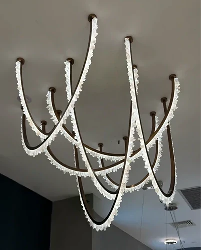 Modern High-End Curved Necklace Natural Crystal Ceiling Chandelier