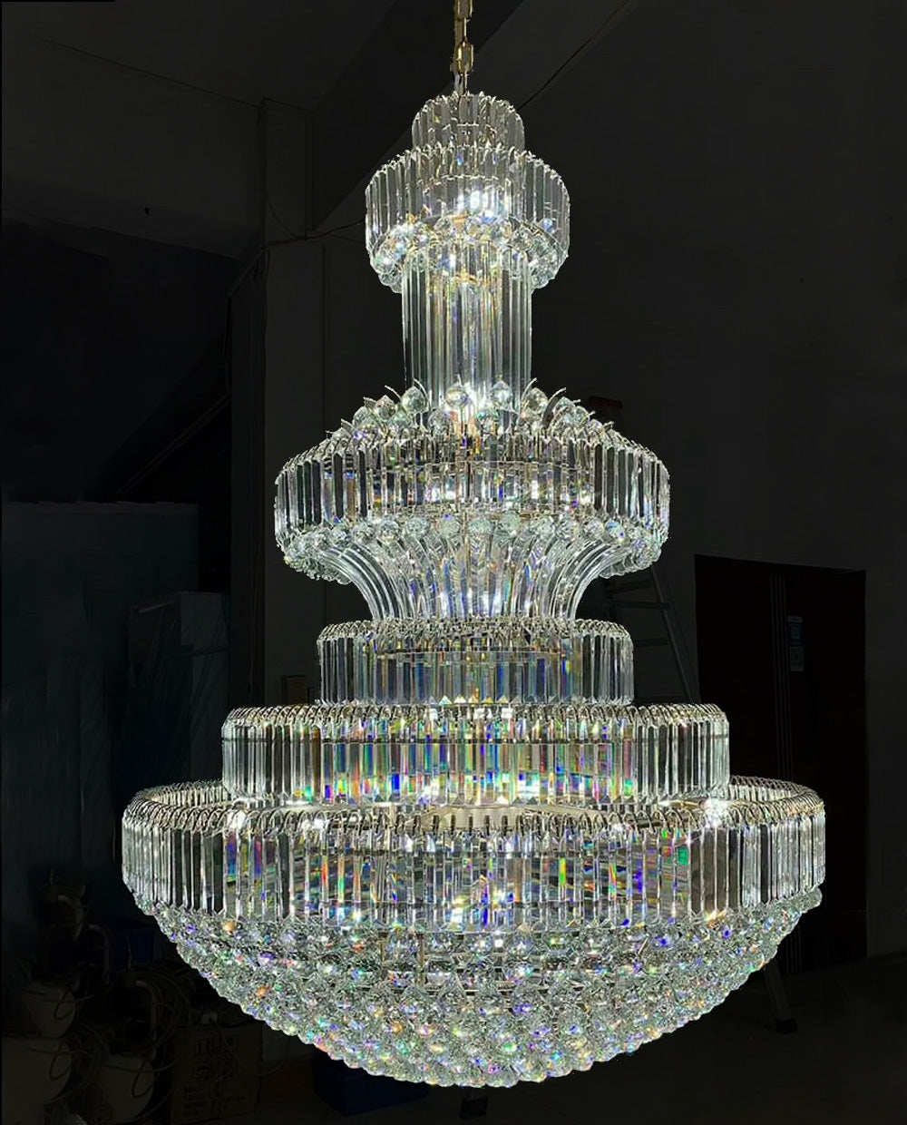79X118 Inch Big Crystal Chandelier in Chrome Extra Large Foyer Chandelier Lighting-大吊灯-Jecanoli