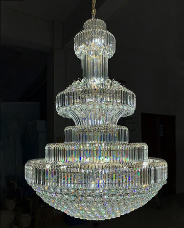 79X118 Inch Big Crystal Chandelier in Chrome Extra Large Foyer Chandelier Lighting-大吊灯-Jecanoli