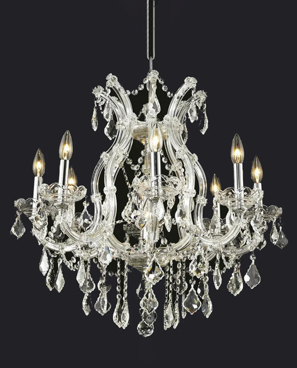 26'' Wide Chrome Chandelier Light 9 Lights Maria Theresa Crystal Chandelier MT01L9C-吊灯-Jecanoli