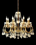 8 Lights Candle Style Small Brass and Crystal Chandelier for Bedroom-铜灯-Jecanoli