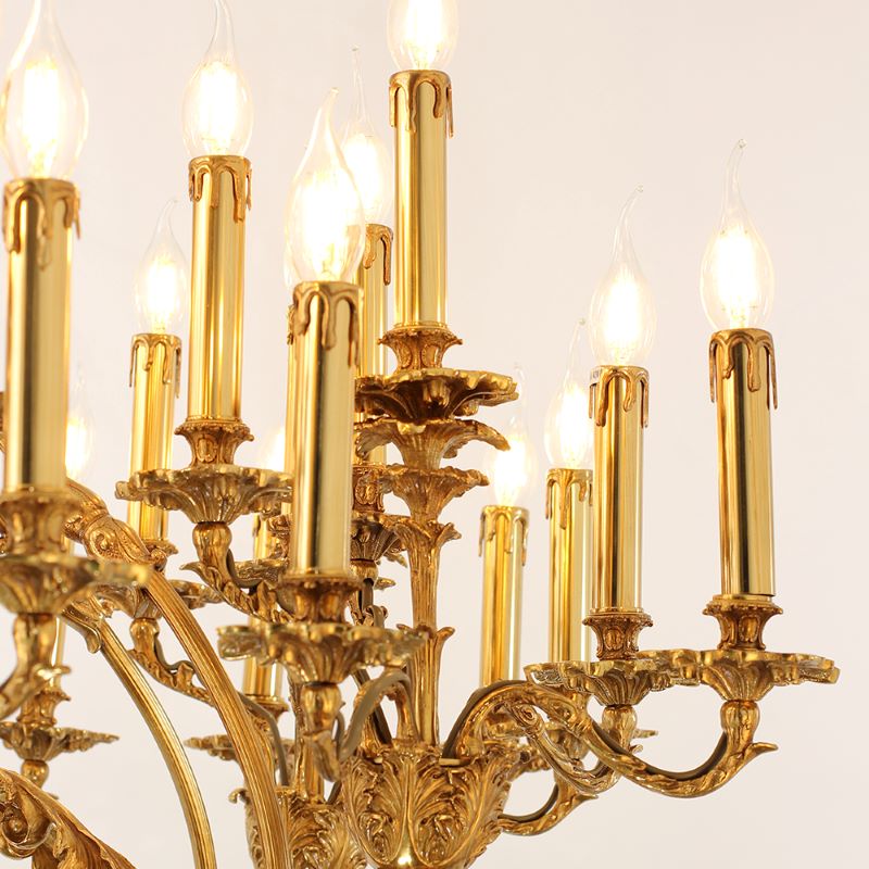 47X39 Inch 36 Lights Baroque Style Antique Brass Chandelier-大吊灯-Jecanoli