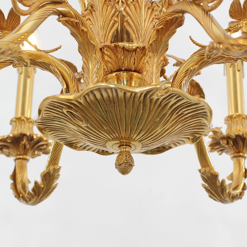 28X22 Inch 6 Lights European French Copper Chandelier Light for Bedroom/ Living Room-铜灯-Jecanoli