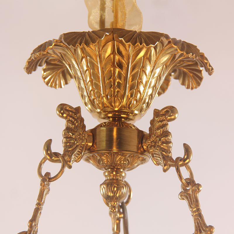 20X35 Inch 1 Light Rococo Style Antique French Copper Chandelier Pendant Light-铜灯-Jecanoli
