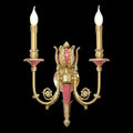 2 Lights Rococo Style Brass Wall Lamp Blue/ Pink Color-壁灯-Jecanoli
