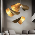 Postmodern Withered Leaf Parlor Pendant Lighting Fixture in Brass-Jecanoli