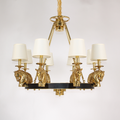 35X29 Inch 8 Lights Rococo Stype Cast Horse Head Antique Copper Chandelier Light-铜灯-Jecanoli
