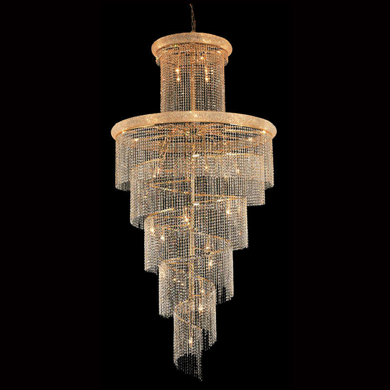 Chrome Color Big Spiral Chandelier for Staircase 48'' W 96'' H-大吊灯-Jecanoli