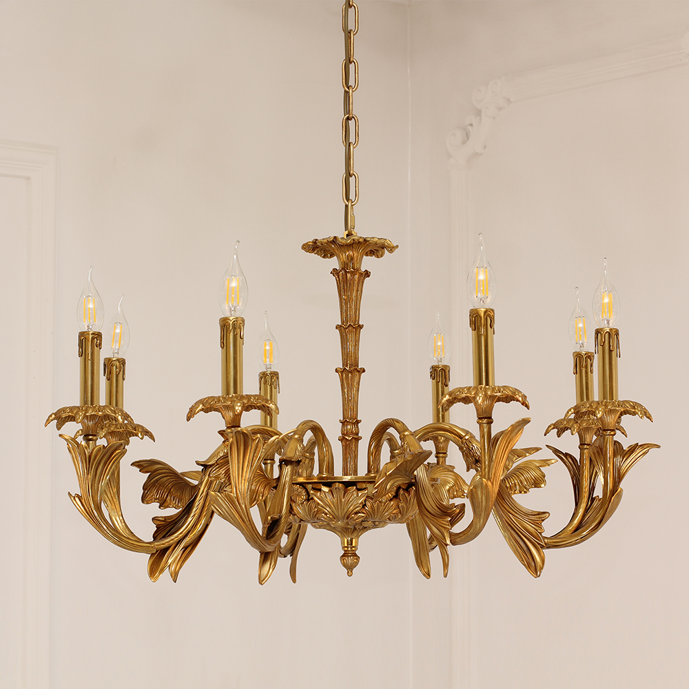33X20 Inch 8 Lights Baroque Style European Antique Copper Chandelier-铜灯-Jecanoli