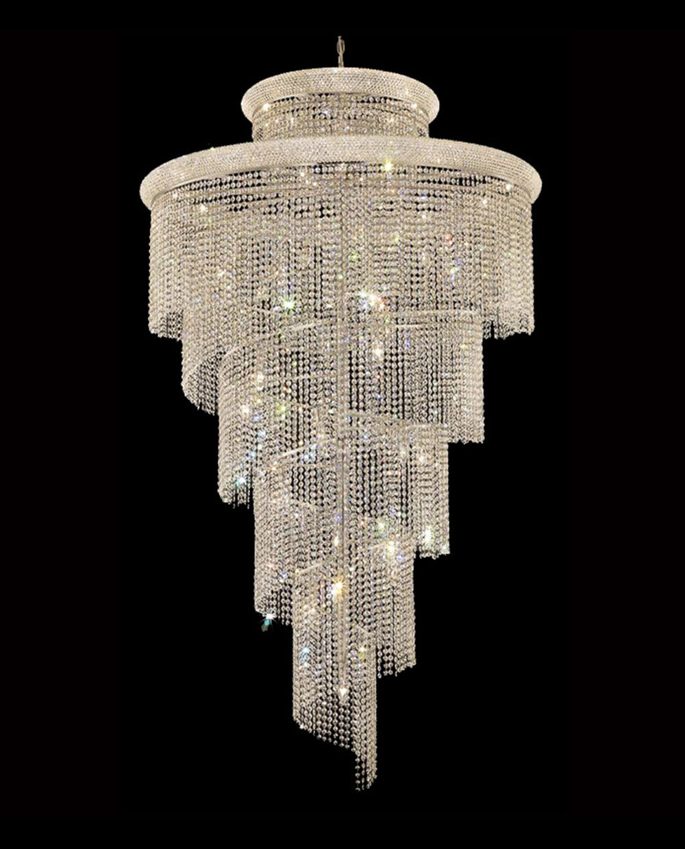 Chrome Color Big Spiral Chandelier for Staircase 48'' W 96'' H-大吊灯-Jecanoli
