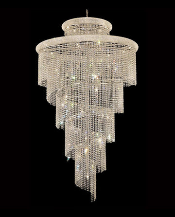 Chrome Color Big Spiral Chandelier for Staircase 48'' W 96'' H-大吊灯-Jecanoli