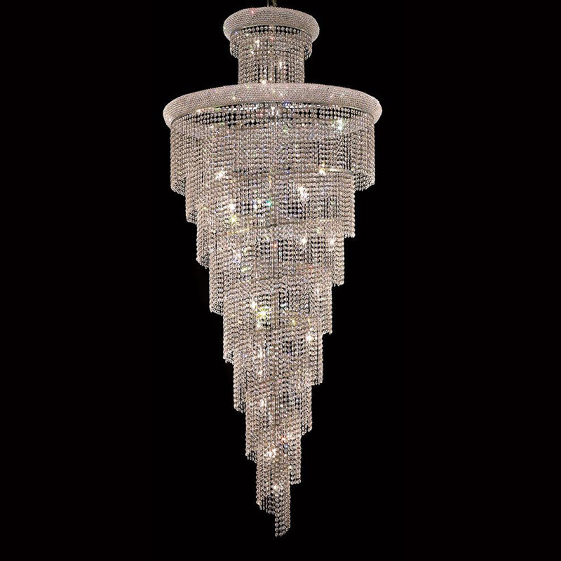Chrome Color Tall Spiral Crystal Chandelier for Stairwell 36'' W 86'' H-大吊灯-Jecanoli