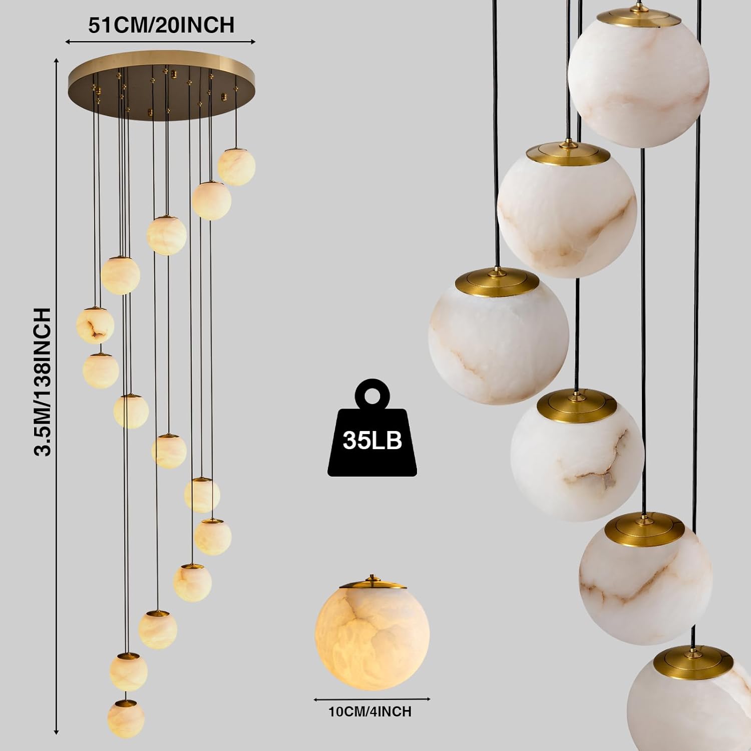 Alabaster Staircase Chandelier