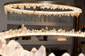Designer 36 Inch Round Modern Chandelier Brass & Clear Geode Quartz Crystal Hanging Light-Chandelier-Jecanoli