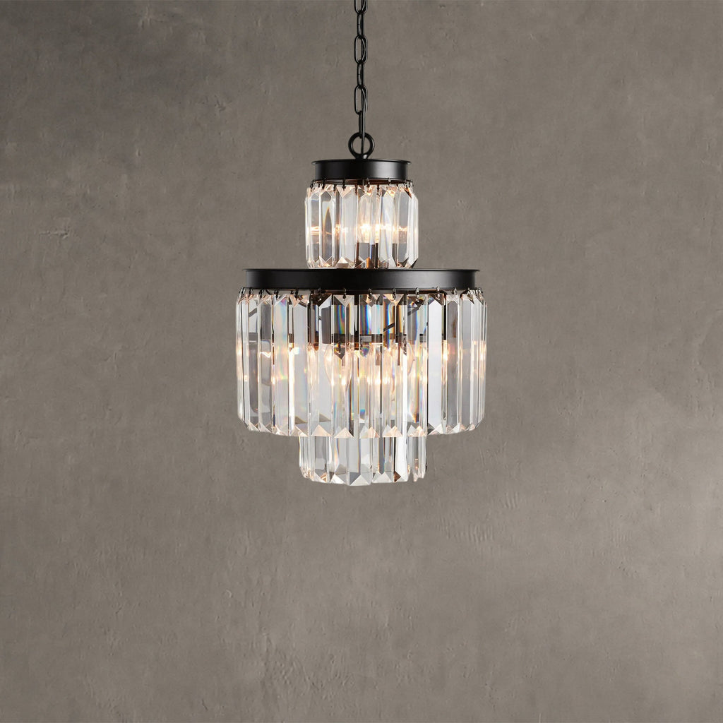 Leyland 6-Light Chandelier Faceted Glass Crystals Rustic Iron Frame