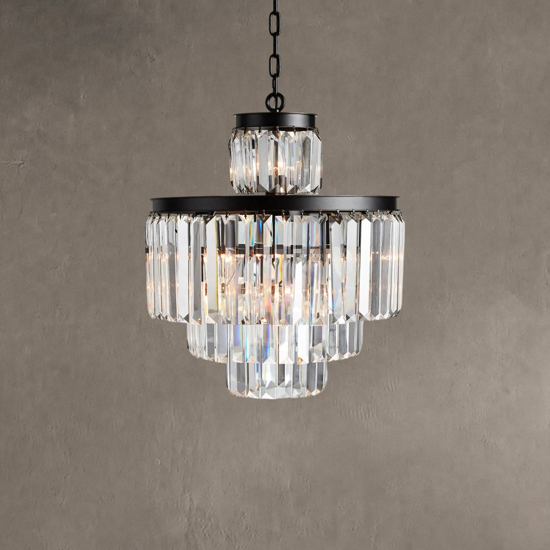 Leyland 11-Light Art Deco Chandelier with K9 Glass Crystals