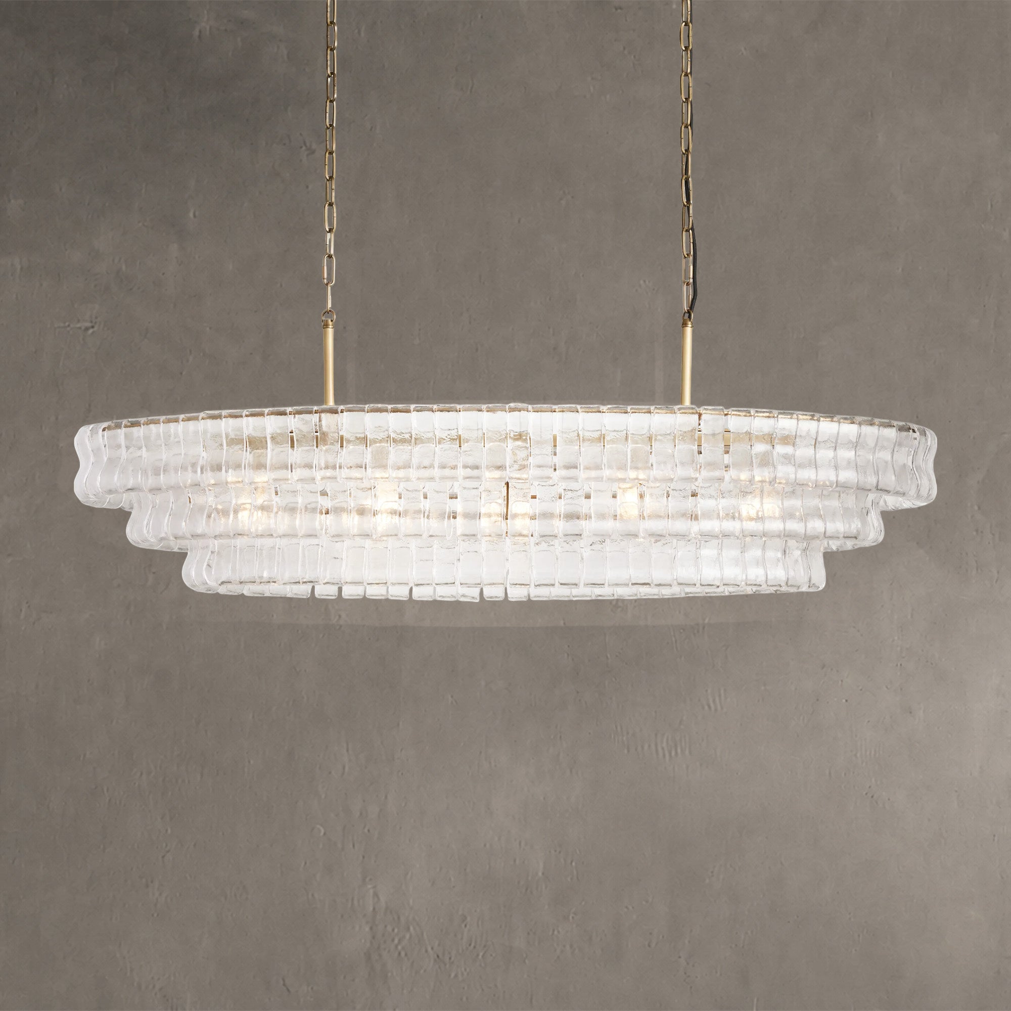 Ghiaccio Glass Oval Chandelier 54''65''