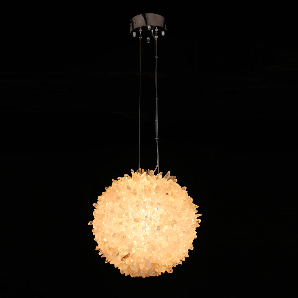 Clear Geode Quartz Crystal Ball Modern Pendant Light-现代灯-Jecanoli