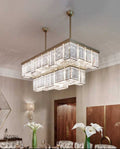2-Layer Rectangle Semi Flush Mounted Chandelier 25