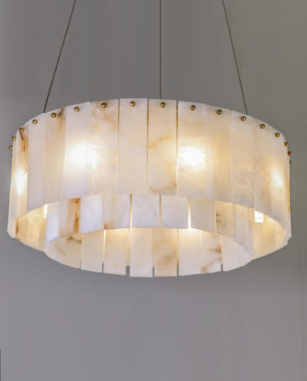 23''/ 32''/ 40'' Round Two-tier Alabaster Chandelier Lighting-现代灯-Jecanoli