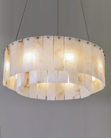 23''/ 32''/ 40'' Round Two-tier Alabaster Chandelier Lighting-现代灯-Jecanoli