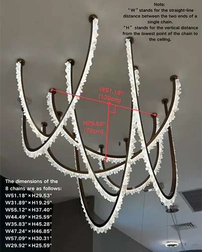 Modern High-End Curved Necklace Natural Crystal Ceiling Chandelier