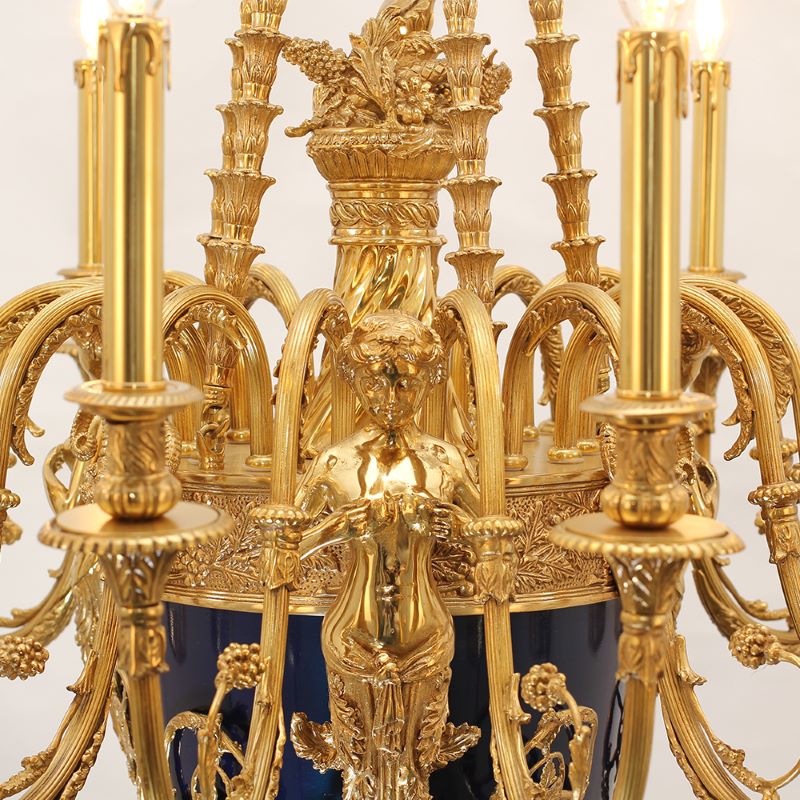 40X51 Inch 15 Lights Baroque Style Cast Copper Angles Antique French Empire Brass Chandelier-铜灯-Jecanoli