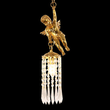Mini Cast Copper Angel Crystal Pendant Light-铜灯-Jecanoli