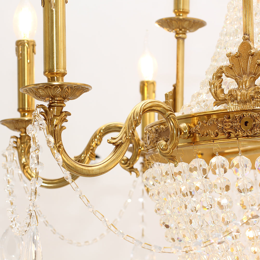 28X35 Inch 12 Lights French Empire Brass and Crystal Chandelier-铜灯-Jecanoli