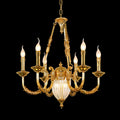 6 Lights Small Empire Style Antique Brass Chandelier Gold Chandelier for Study Room 26X26 Inch-铜灯-Jecanoli