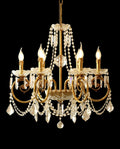 6 Lights Candle Style Small Brass and Crystal Chandelier for Bedroom-铜灯-Jecanoli