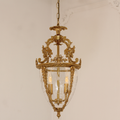 Charming 4 Lights Vintage Gold Brass Lantern Pendant Light 15X26 Inch – Perfect for Entryway Foyer Porch Hallway-铜灯-Jecanoli