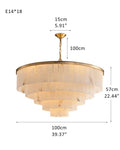 7-Layer Round Alabaster Chandelier lamp black for living room, bedroom, dining room-Jecanoli