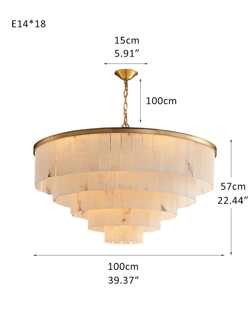 7-Layer Round Alabaster Chandelier lamp black for living room, bedroom, dining room-Jecanoli