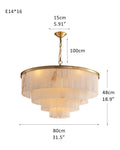 7-Layer Round Alabaster Chandelier lamp black for living room, bedroom, dining room-Jecanoli