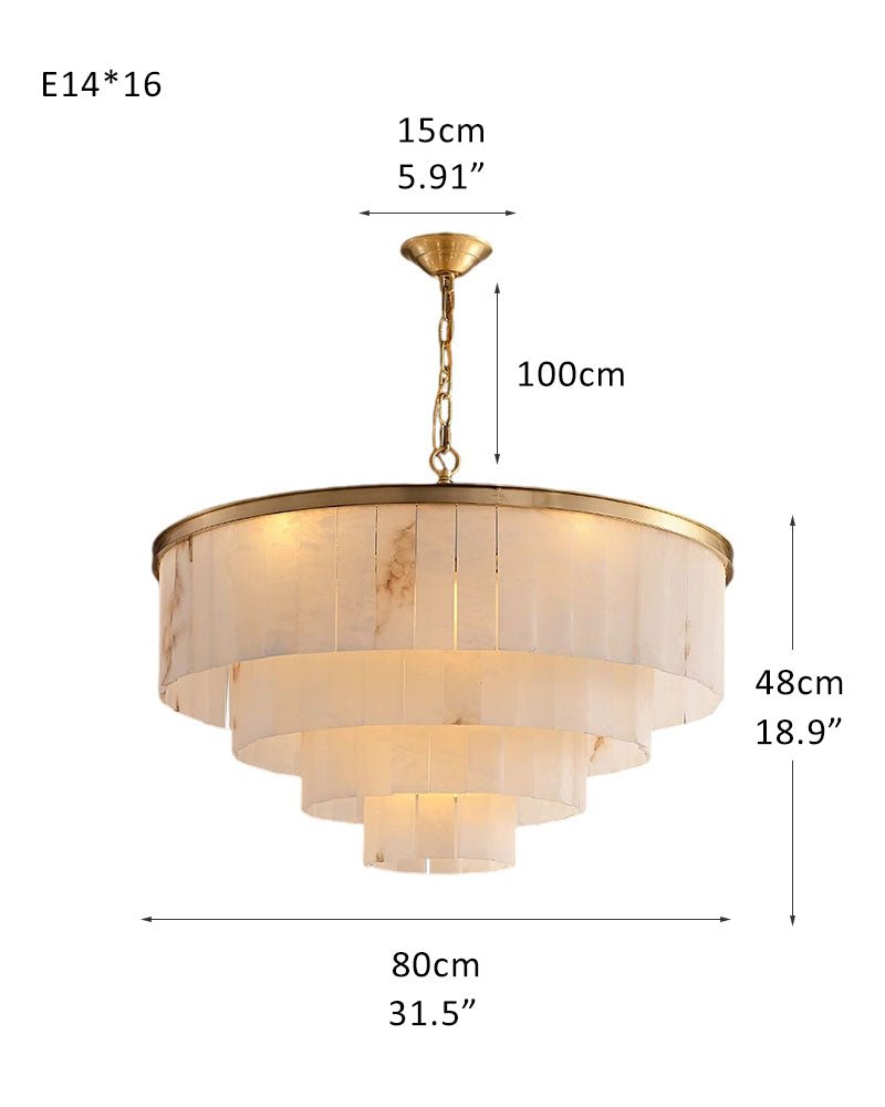 7-Layer Round Alabaster Chandelier lamp black for living room, bedroom, dining room-Jecanoli