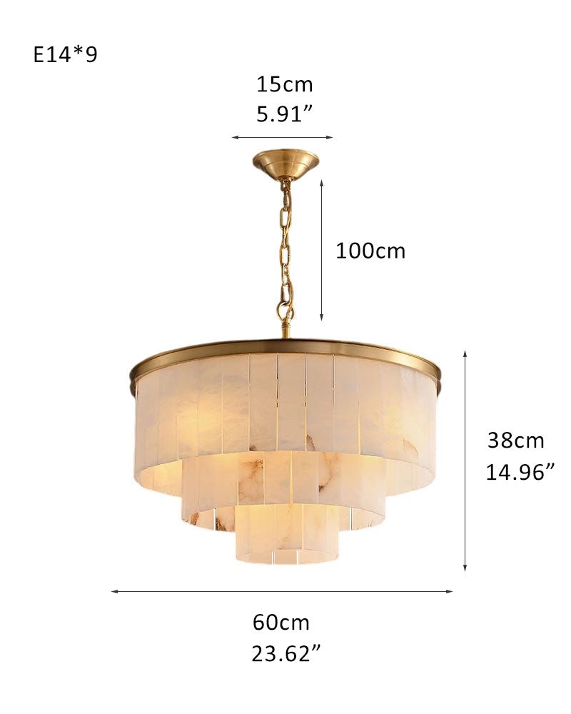 7-Layer Round Alabaster Chandelier lamp black for living room, bedroom, dining room-Jecanoli