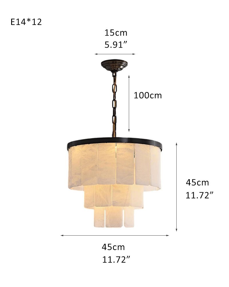 7-Layer Round Alabaster Chandelier lamp black for living room, bedroom, dining room-Jecanoli