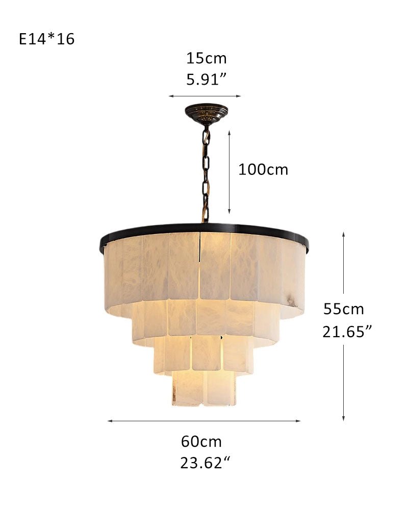 7-Layer Round Alabaster Chandelier lamp black for living room, bedroom, dining room-Jecanoli