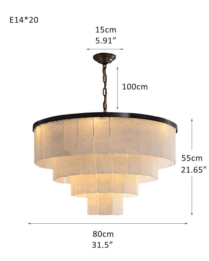 7-Layer Round Alabaster Chandelier lamp black for living room, bedroom, dining room-Jecanoli