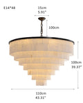 7-Layer Round Alabaster Chandelier lamp black for living room, bedroom, dining room-Jecanoli