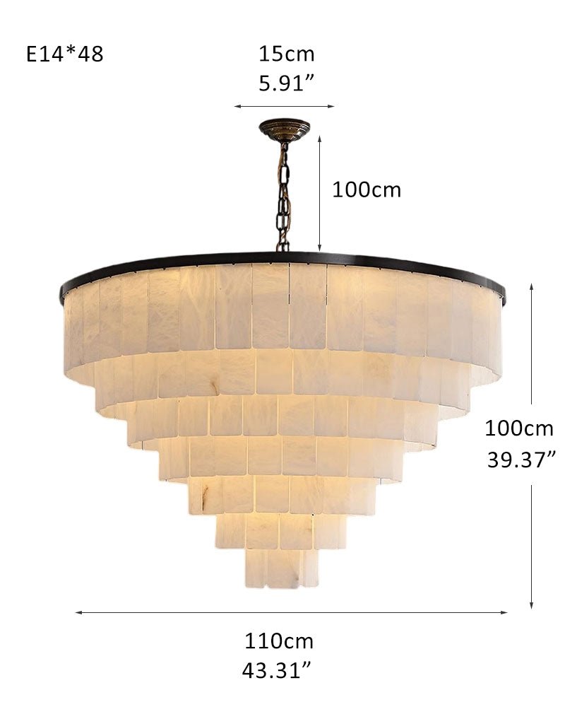 7-Layer Round Alabaster Chandelier lamp black for living room, bedroom, dining room-Jecanoli