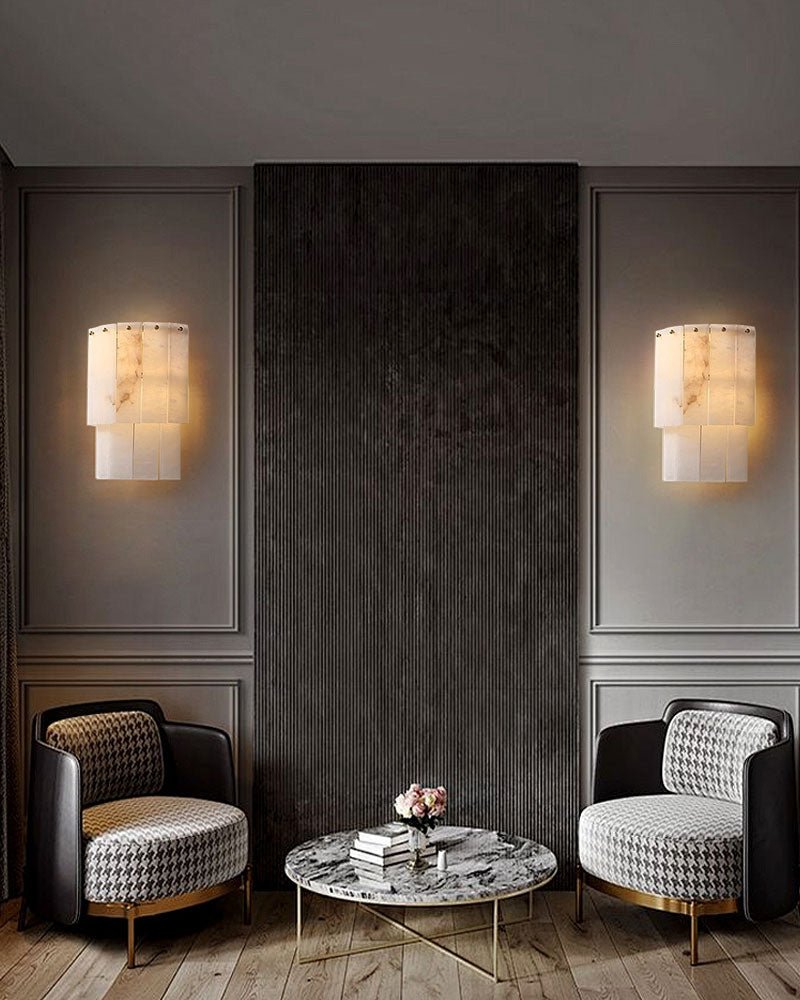 7-Layer Round Alabaster Chandelier lamp black for living room, bedroom, dining room-Jecanoli