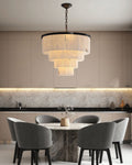 7-Layer Round Alabaster Chandelier lamp black for living room, bedroom, dining room-Jecanoli