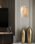 7-Layer Round Alabaster Chandelier lamp black for living room, bedroom, dining room-Jecanoli