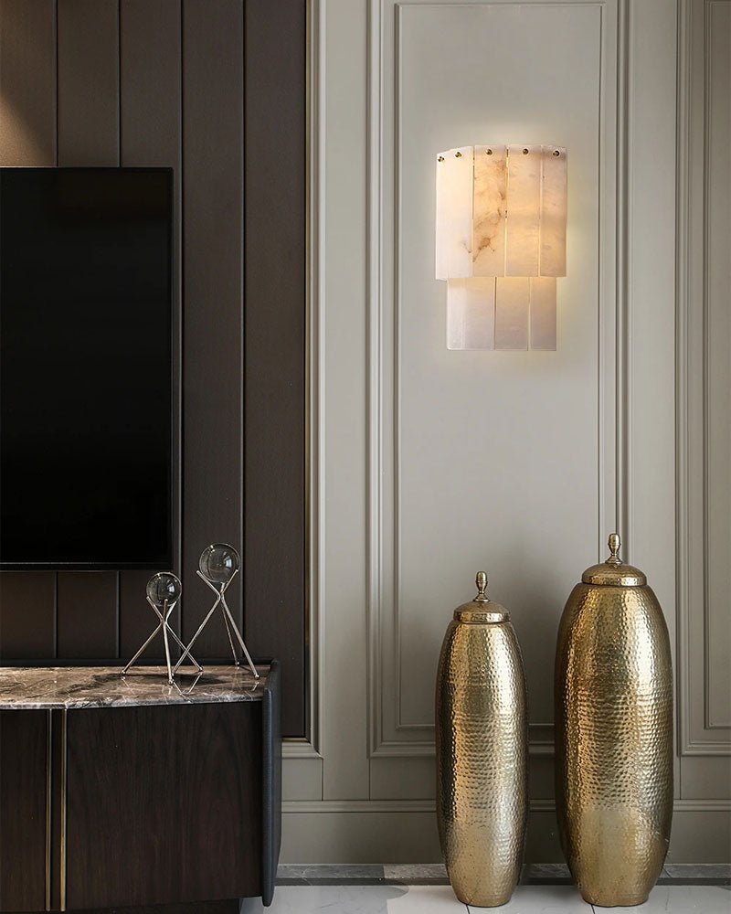 7-Layer Round Alabaster Chandelier lamp black for living room, bedroom, dining room-Jecanoli