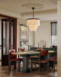7-Layer Round Alabaster Chandelier lamp black for living room, bedroom, dining room-Jecanoli