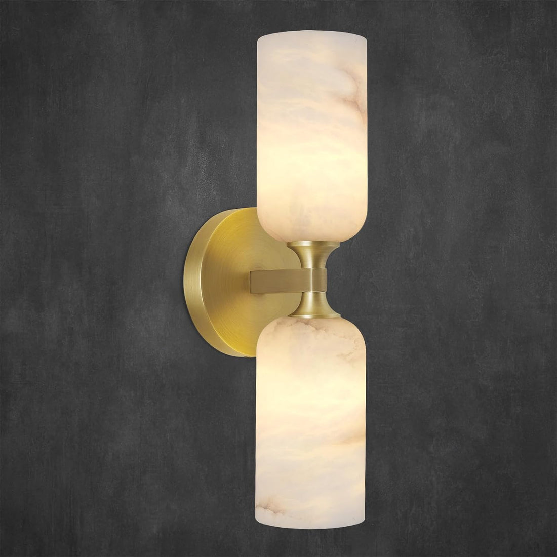 Elegant Alabaster Wall Sconce with Brass Finish 14in