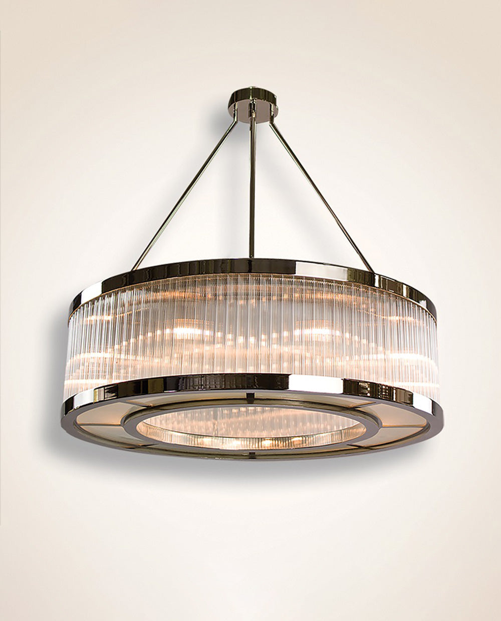 Polished Chrome Rigadine Glass & Frosted Glass Chandelier 40"W 12"H-大吊灯-Jecanoli